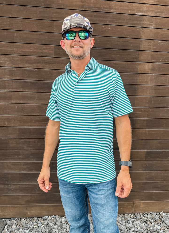 Hunter Green/White Men's Performance Polo