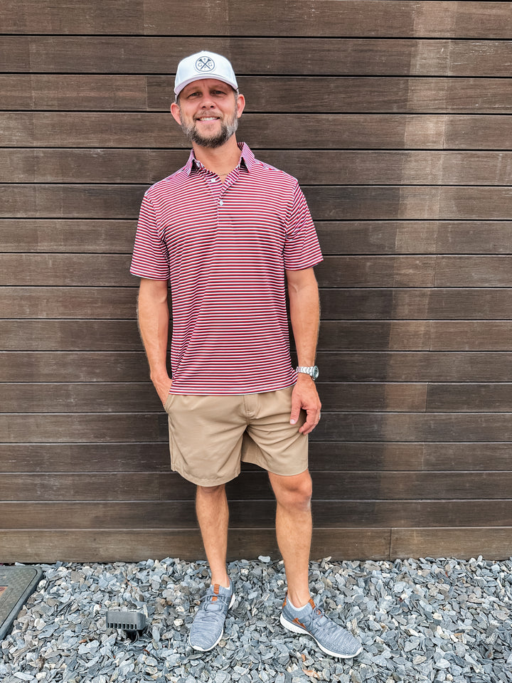 Red/Black/White Men's Performance Polo